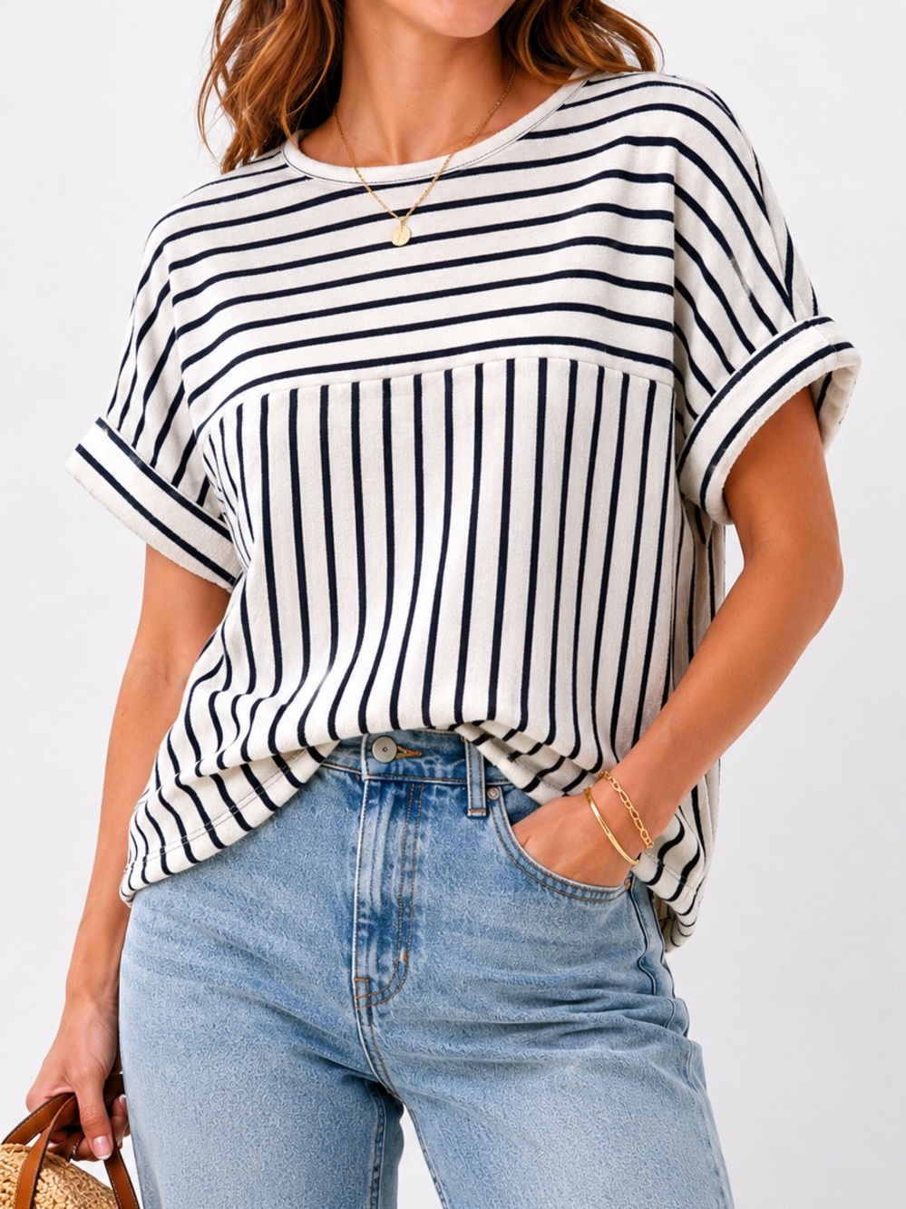 Banana Republic Striped Knit Terry Dolman Top Size Medium